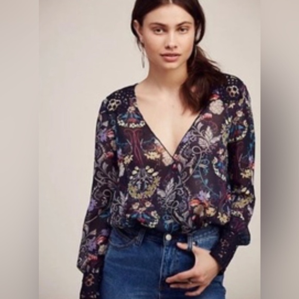 Free People Intimately Must Have Been Love Sheer Floral Long‎ Sleeve Bodysuit